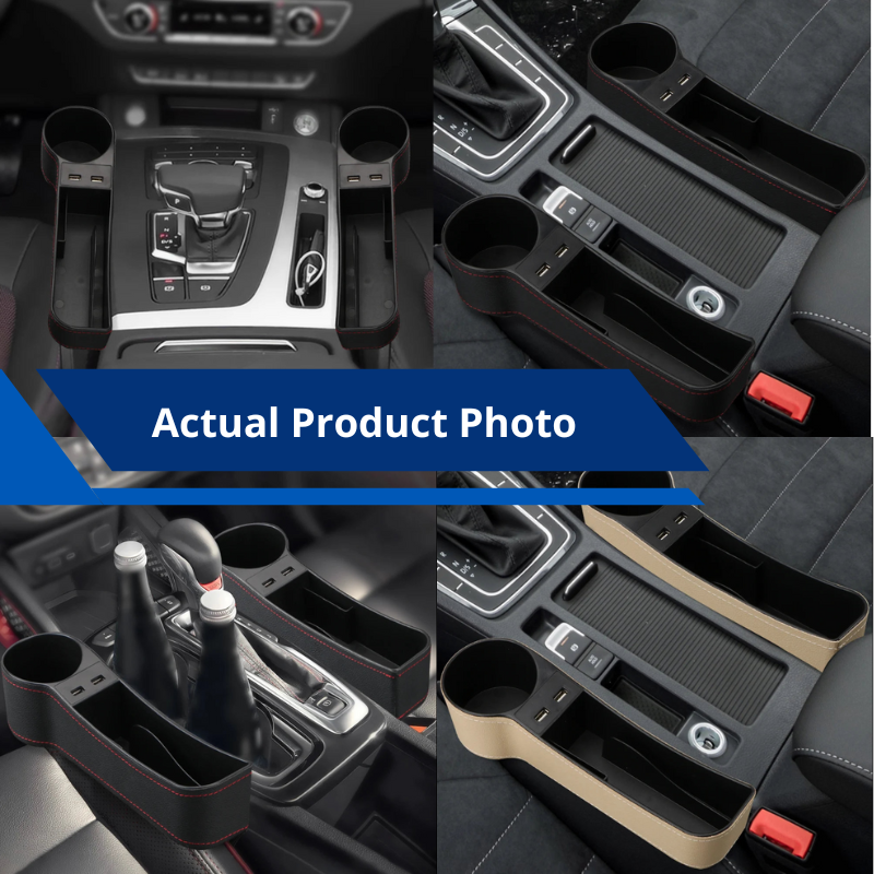 Car Seat Organizer With USB Ports Option Multifunctional Organizer, Cup Holders for Phones, Sunglasses