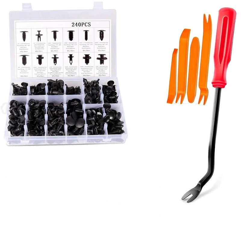 240Pcs Universal Fastener Clips with Fastener Remover Car Plastic Rivets Fasteners