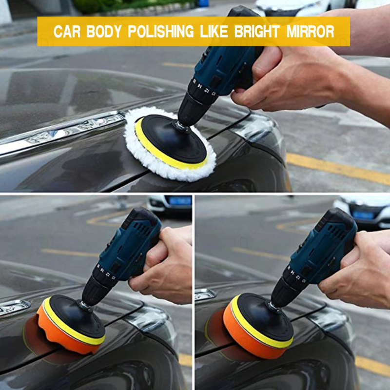 Car Detailing Polishing Kit Sponge Buffing Pad Sanding Disc Waxing Drill Adapter Headlight Restoration Kit