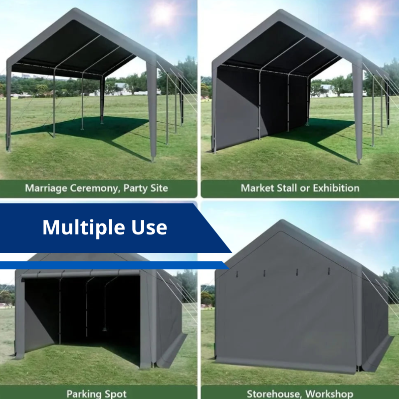 Heavy Duty Carport 10x20ft All-Season Canopy Storage Shed with Removable Sidewalls and Doors