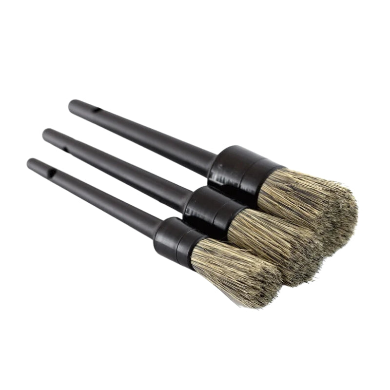 3-Pack Car Cleaning Brush Kit Natural Boar Hair With Soft Bristles for Interior Car Cleaning