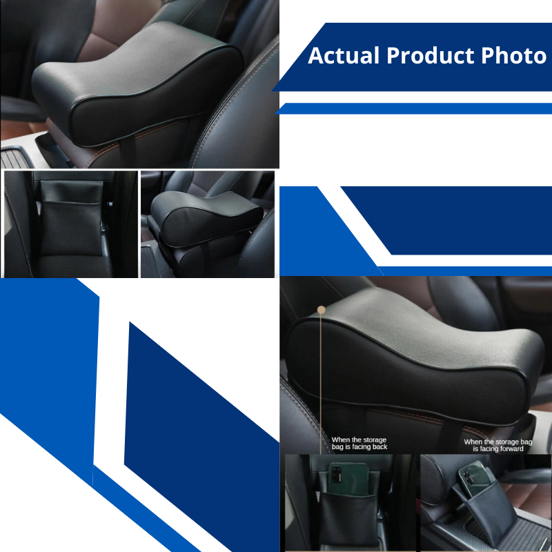 Quality Leather Car Armrest Memory Foam Cushion Universal Fit Console with Phone Holder