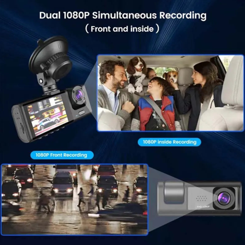 High Resolution Dash Camera Full HD Front Rear Camera 3.16” IPS Screen Night Vision 170°Wide Angle WDR