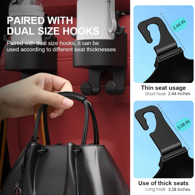 Universal Car Seat Cup Holder With Hook Hanger for Handbag