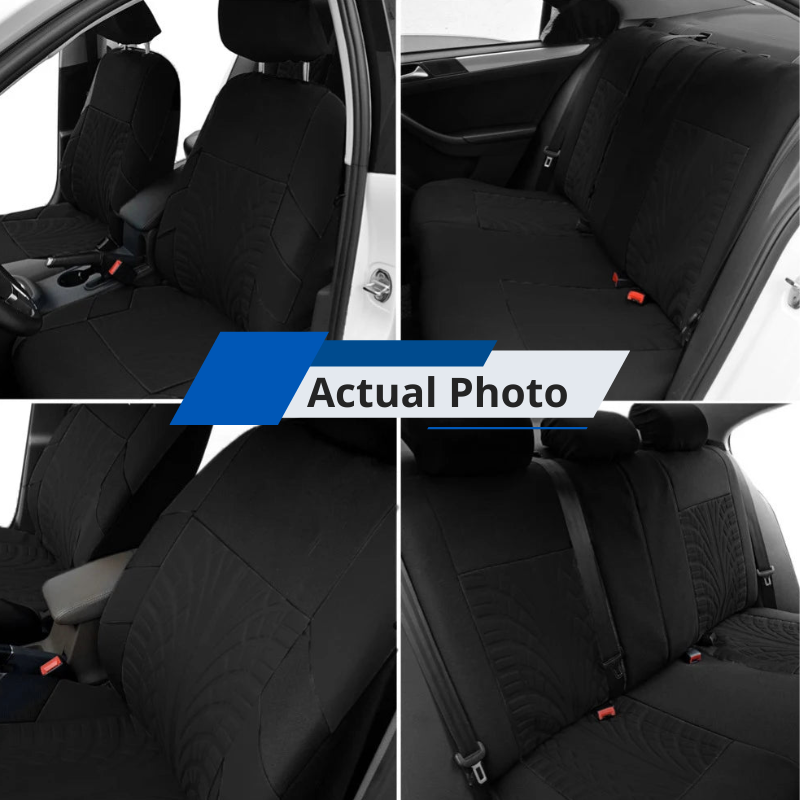Polyester Car Seat Covers Full Set Universal Fit Washable Airbag Compatible Split Bench Rear Seat
