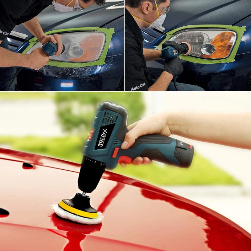 Car Detailing Polishing Kit Sponge Buffing Pad Sanding Disc Waxing Drill Adapter Headlight Restoration Kit