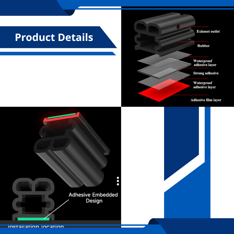 Universal Premium Trucks RVs Cars Door Rubber Weather Stripping Self Adhesive Double Layer