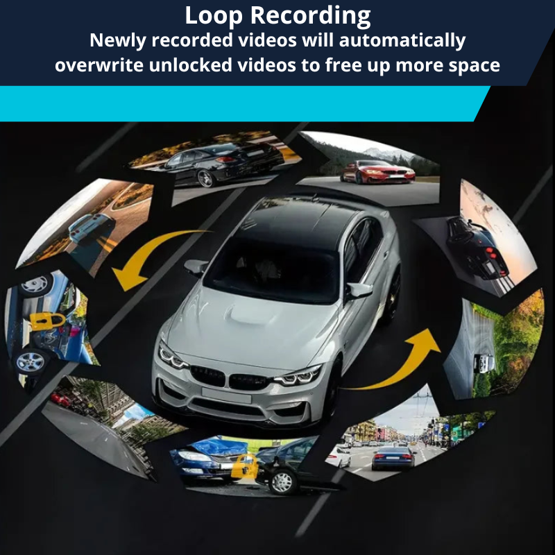 Dual Dash Cam 170°Wide Angle 1080P HD Lens 3.16in Dual Lens IR Night Vision Loop Recording