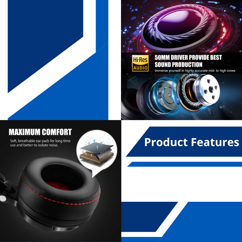 Wired Headphones Studio Pro DJ Headphones With Microphone HiFi For Phone PC