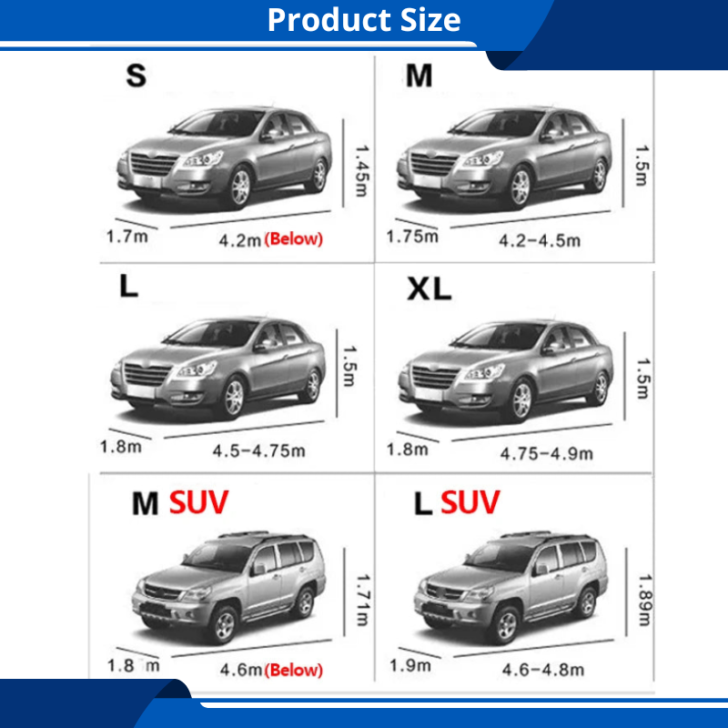 SUV and Car Covers Fit Vehicle Lengths 13.5'-16' UV Waterproof All Weather Protection For Indoor Outdoor