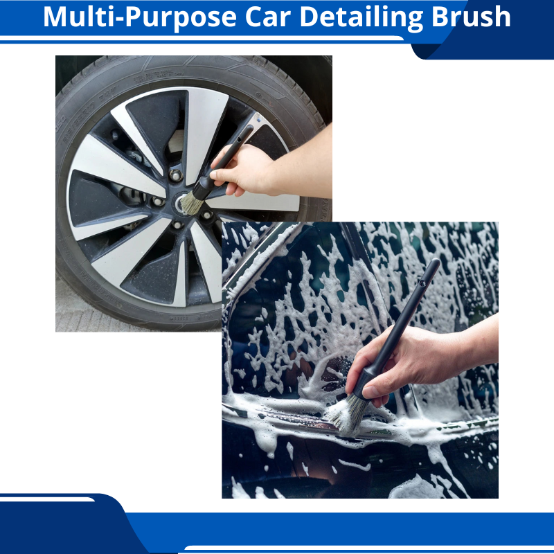 3-Pack Car Cleaning Brush Kit Natural Boar Hair With Soft Bristles for Interior Car Cleaning