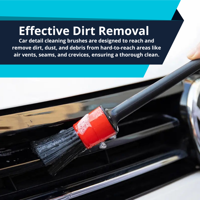 Car Detailing Kit With 5 Brush Sizes Premium Natural Boar Hair Detail Brushes for Wheels Engine Interior Air Vents