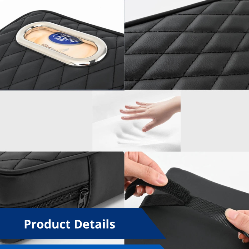 Comfortable Car Arm Rest Cushion Pad With tissue box storage bag Universal PU Leather