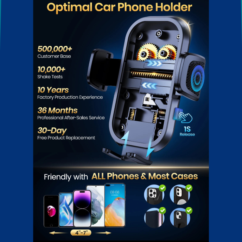 Universal Car Phone Holder Durable Air Vent Mount For Big Phones & Thick Cases, Hands-Free Phone Holder