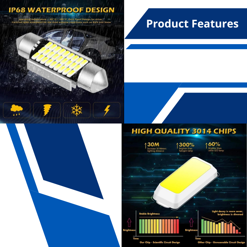 High-Quality Super Bright LED Bulb C5W C10W 31, 36, 39, 41mm Car Interior Dome Light And More