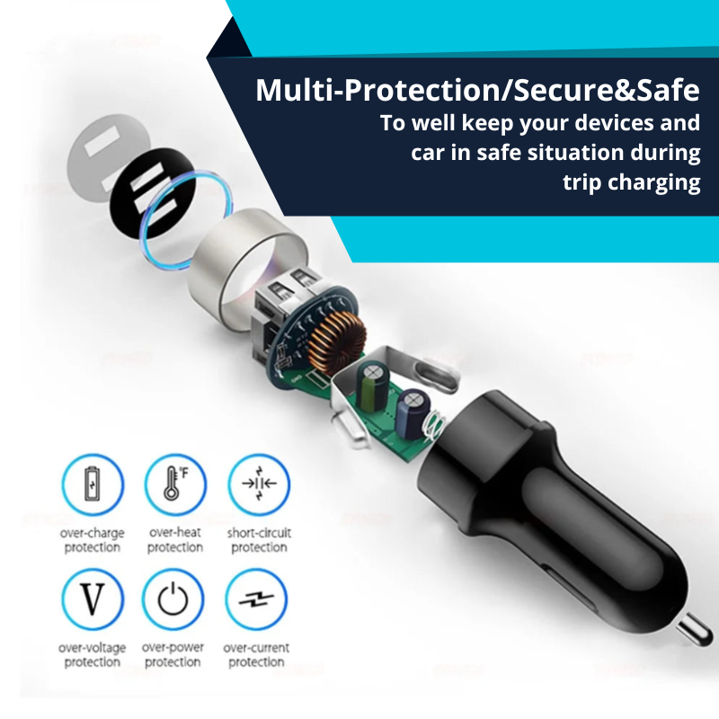 High-Quality 3.1A Dual USB Car Charger 2 Port LCD Display Voltmeter 12-24V Cigarette Lighter Socket