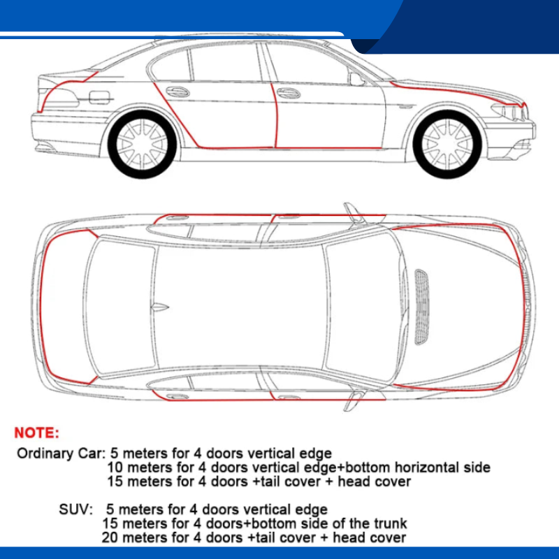 Car Door Edge Guards Protector 6.5ft-32.5ft / 2M-10M No Glue U Shape for Cars Trucks Sedans SUV