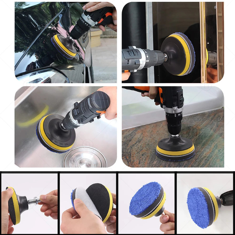 Car Detailing Polishing Kit Sponge Buffing Pad Sanding Disc Waxing Drill Adapter Headlight Restoration Kit
