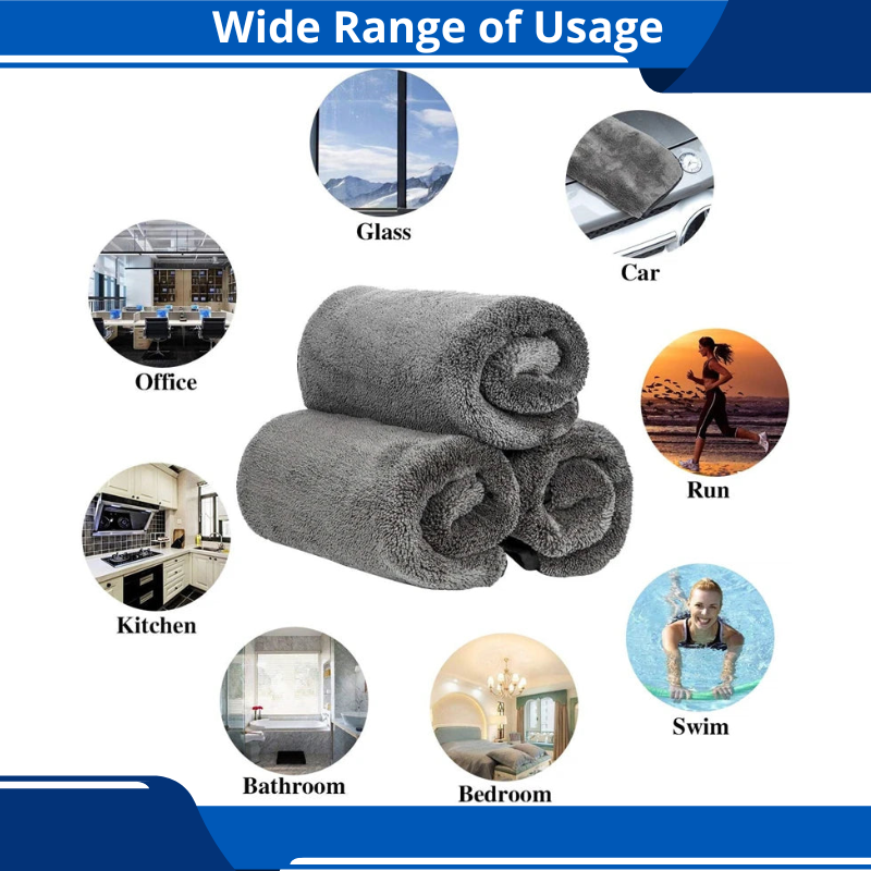 Large Super Absorbent Soft Microfiber Towels for Car Cleaning 1200 GSM 2 Sizes 16"x24"/24"x35"