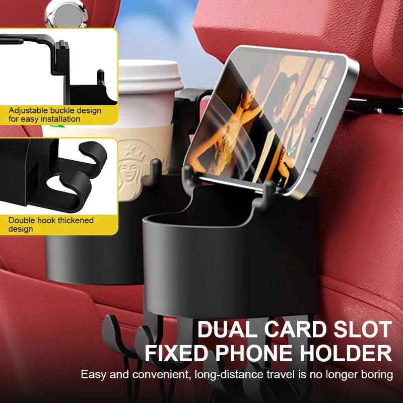 Universal Car Seat Cup Holder With Hook Hanger for Handbag