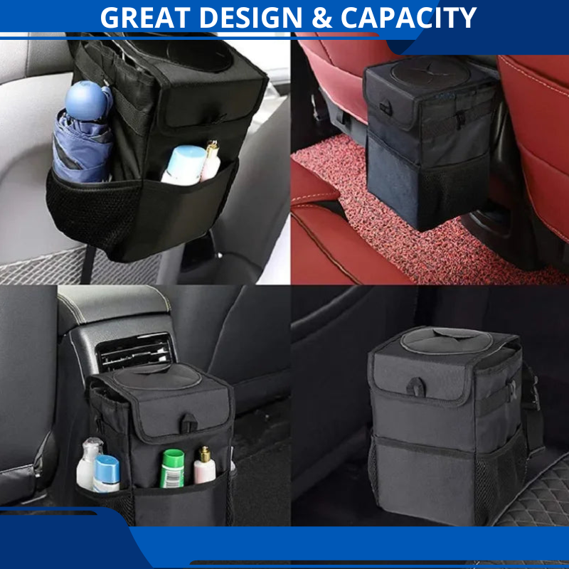 Waterproof Car Trash Can Foldable Bin Organizer For Cars Trash Storage Pockets Closeable Portable Leakproof