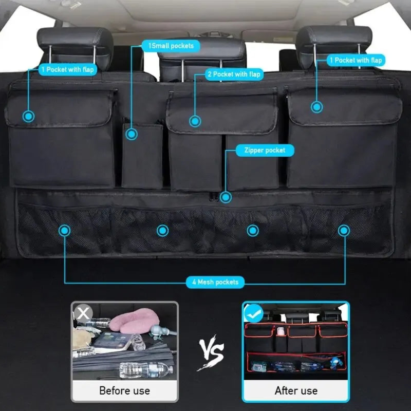 Back Seat Car Trunk Hanging Organizer With 9 Pockets Oxford Waterproof Multi-pocket Organizer