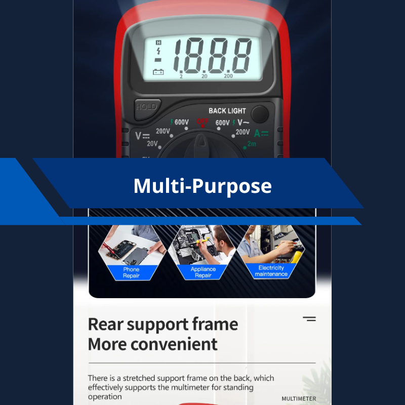 Multimeter Digital Analyzer Counts Volt Meter Measures Voltage Current Resistance Diodes Continuity Duty-Cycle