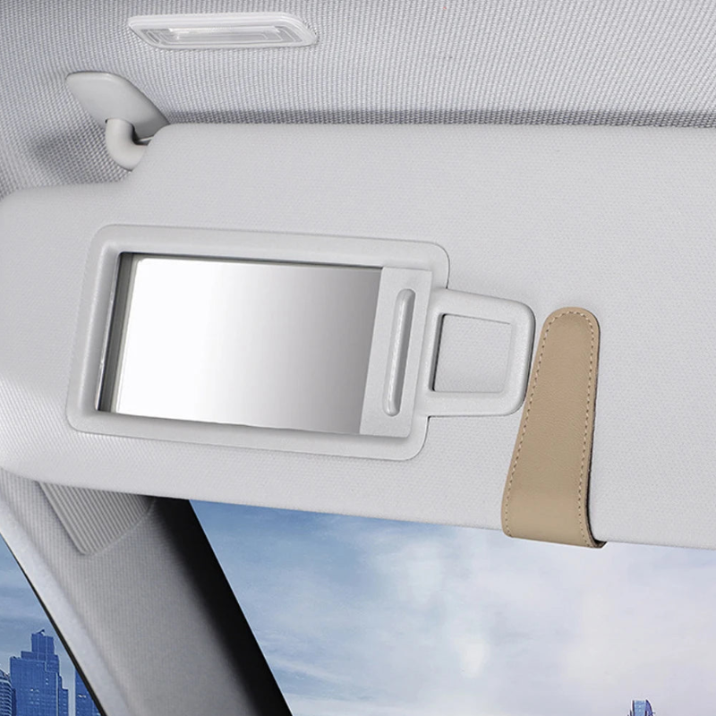 Universal Leather Sun Visor Glasses Clip Car Sunglasses Clip Card Ticket Holder