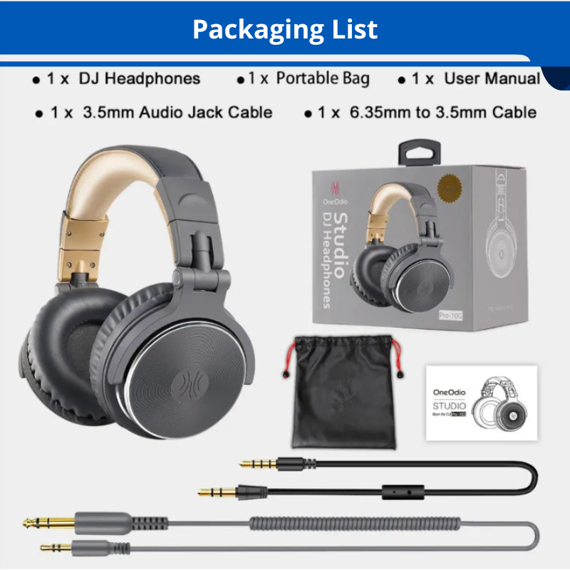 Wired Headphones Studio Pro DJ Headphones With Microphone HiFi For Phone PC