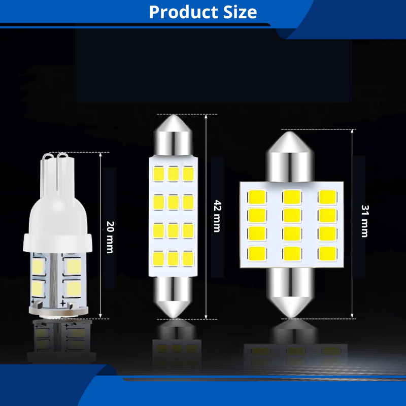 42Pcs LED Car Interior Bulb Kit, T10 6000K SMD LED Xenon Interior Car Light Bulbs License Plate Light