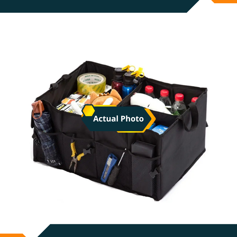 Car Trunk Organizer 13.75 Gal /52L Collapsible Multi Compartment Foldable Non Slip Securing Straps