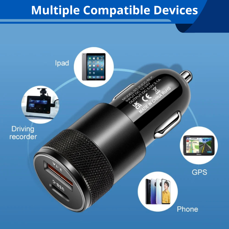 66W Car Charger USB Type C Fast Charging For iPhone Samsung Quick Charger Car Adapter Cigarette Lighter