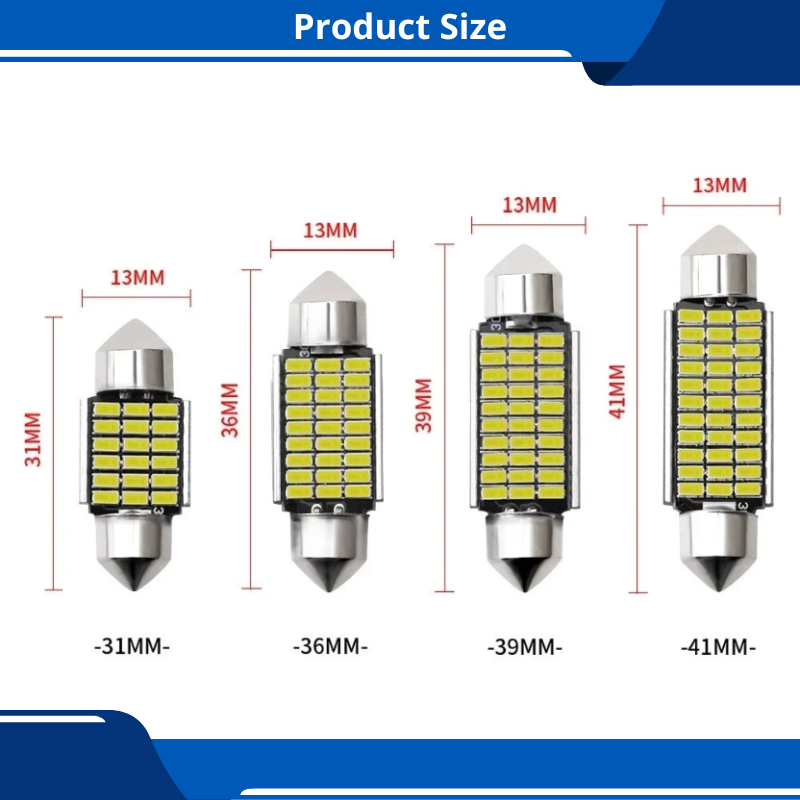 High-Quality Super Bright LED Bulb C5W C10W 31, 36, 39, 41mm Car Interior Dome Light And More