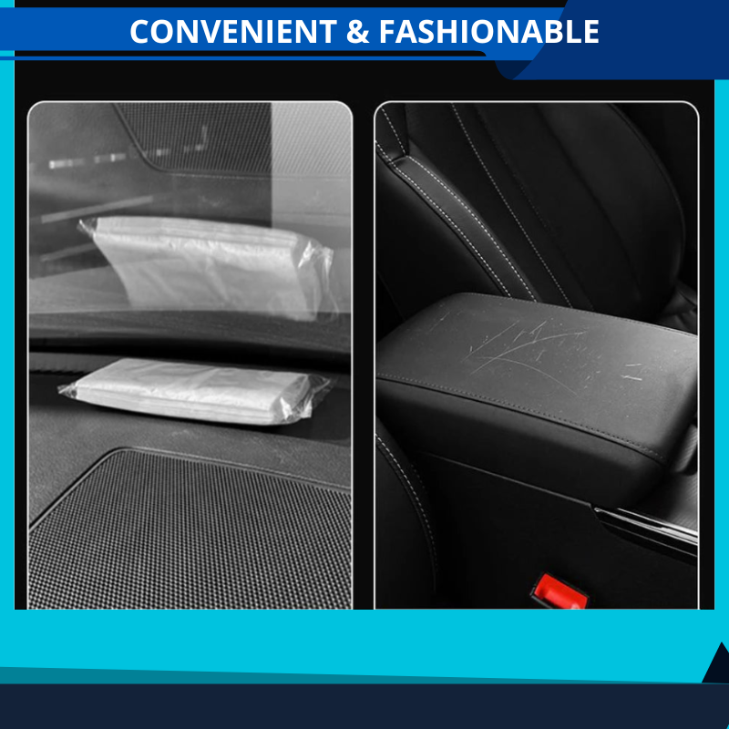 Comfortable Car Arm Rest Cushion Pad With tissue box storage bag Universal PU Leather