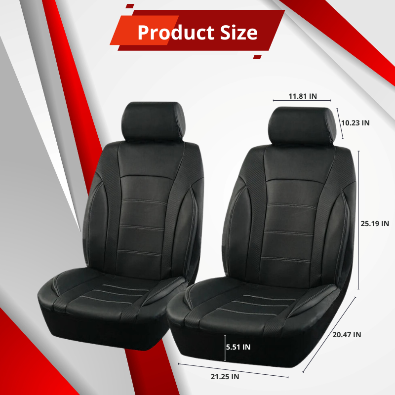 Universal Leather Car Seat Covers Comfortable 3D Foam Back Support With Carbon Fiber