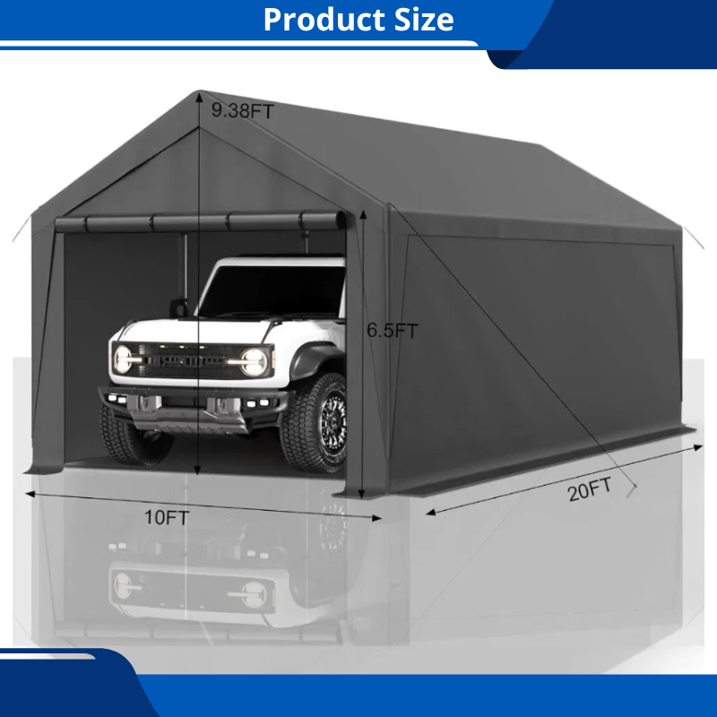 Heavy Duty Carport 10x20ft All-Season Canopy Storage Shed with Removable Sidewalls and Doors