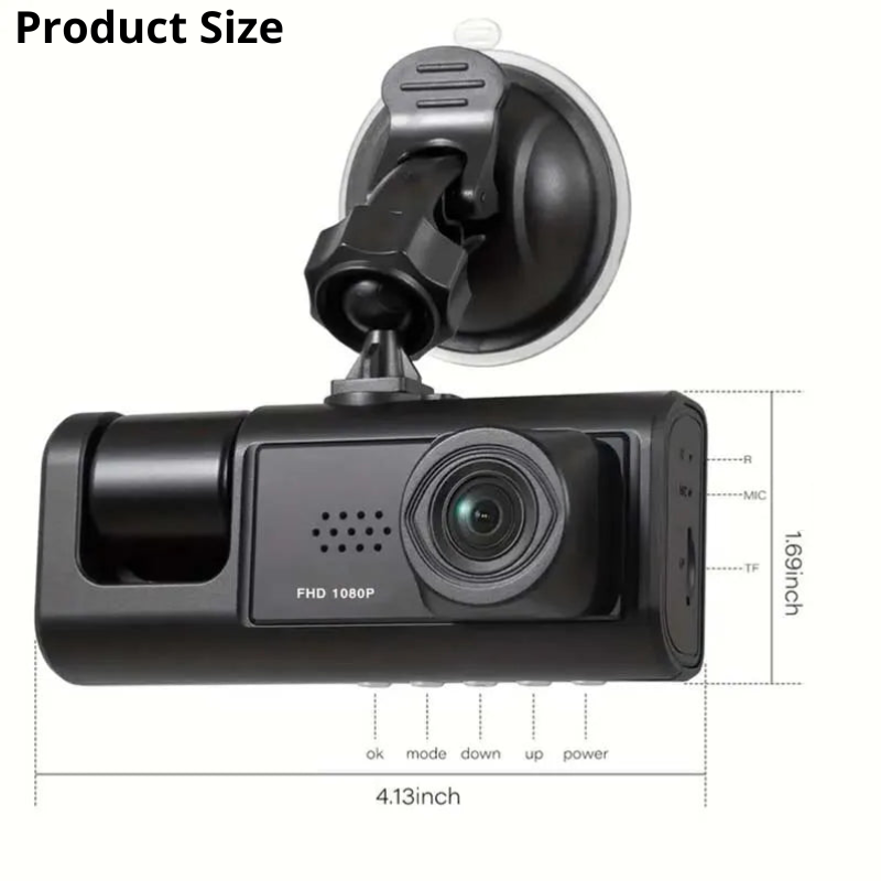 High Resolution Dash Camera Full HD Front Rear Camera 3.16” IPS Screen Night Vision 170°Wide Angle WDR