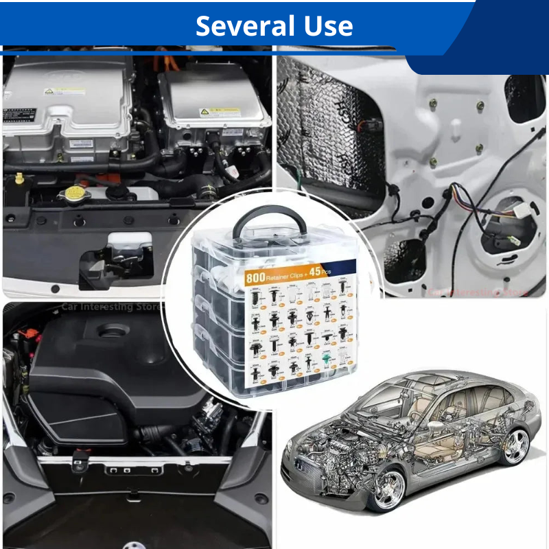 845pcs With Car Push Retainer Clips & Auto Fastener Assortment -16 Most Popular Sizes for Toyota GM Ford Honda Acura Chrysler