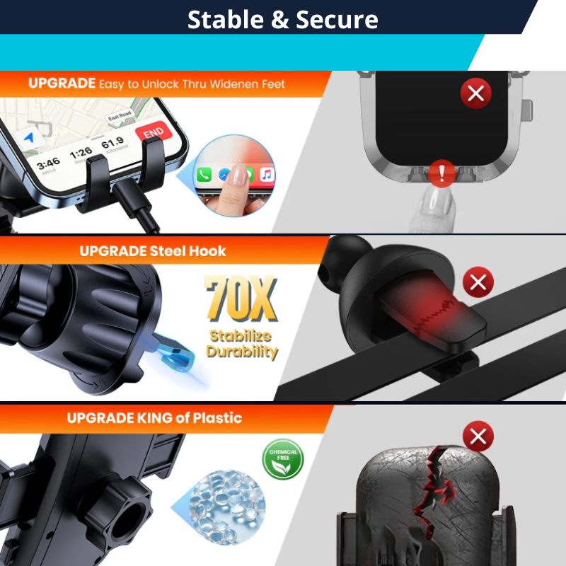 Universal Car Phone Holder Durable Air Vent Mount For Big Phones & Thick Cases, Hands-Free Phone Holder