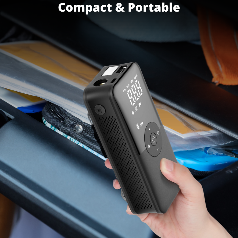 Portable Air Compressor Rechargeable Bicycle Tire Pump 150 PSI Cordless for Car Tires Bicycles Balls LCD Dual Screen