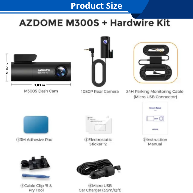 Car Dash Cam With Voice Control 4K+1080P HD Dual Cameras And Built-in GPS WiFi Premium Night Vision