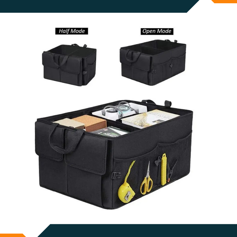 Car Trunk Organizer 13.75 Gal /52L Collapsible Multi Compartment Foldable Non Slip Securing Straps