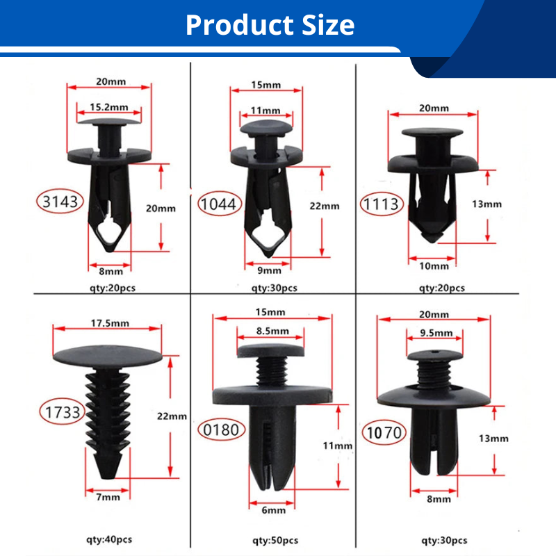 190pcs Universal Fastener Clips 6 Sizes Car Plastic Rivets Fasteners Replacement Push Clip Kit Tool Accessories