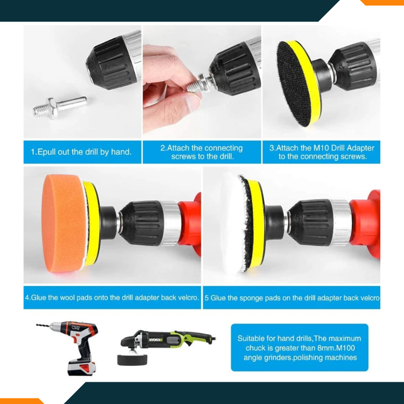 Car Polishing Kit Sponge Pads Foam Pad Buffer Polishing Wax Pads to Remove Scratches