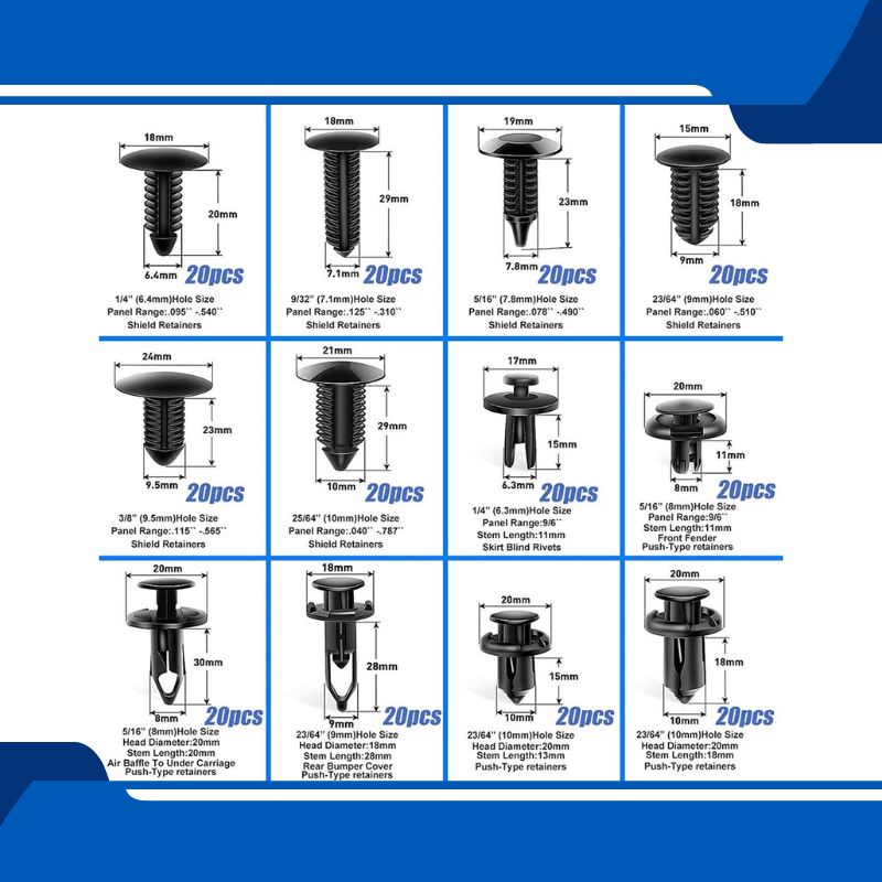 240Pcs Universal Fastener Clips with Fastener Remover Car Plastic Rivets Fasteners