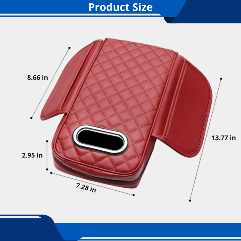 Comfortable Car Arm Rest Cushion Pad With tissue box storage bag Universal PU Leather