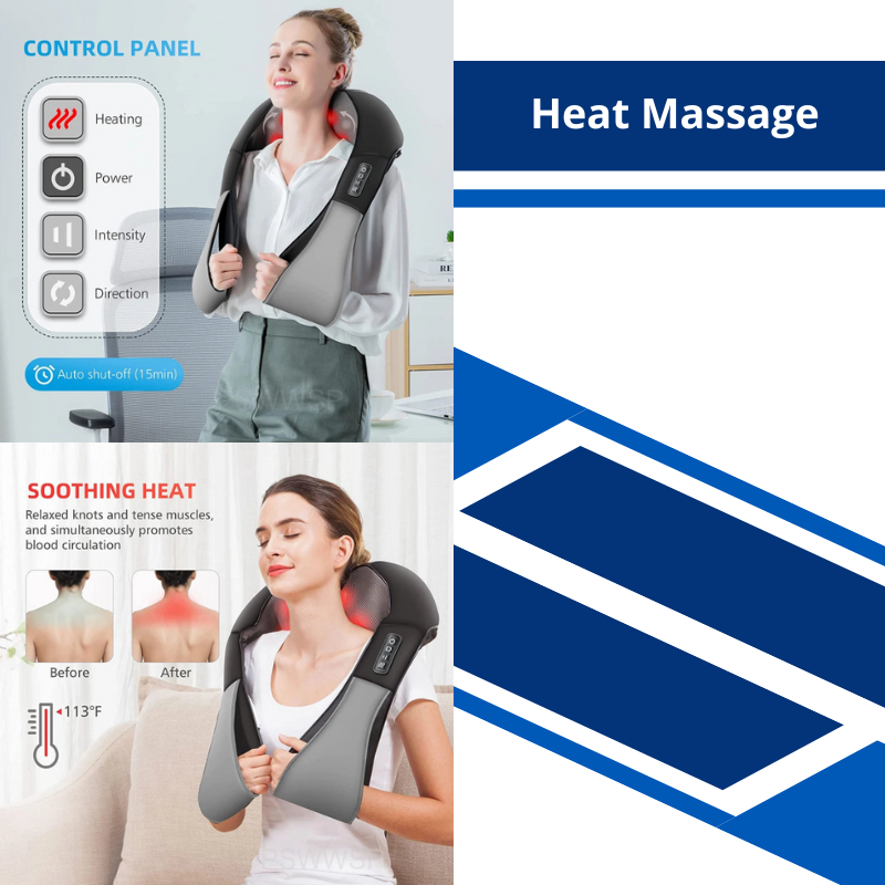 Shiatsu Back and Neck Massager with Heat Deep Kneading Shoulder Pain Massage for Car or Home