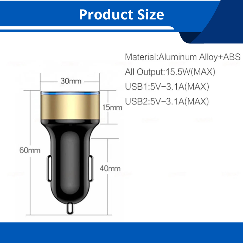 High-Quality 3.1A Dual USB Car Charger 2 Port LCD Display Voltmeter 12-24V Cigarette Lighter Socket