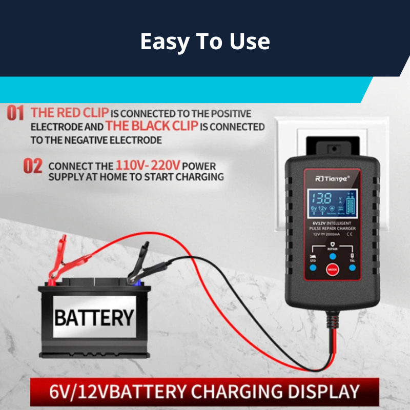 Smart Car Battery Charger 6V and 12V Automotive Charger Trickle Charger for Motorcycle ATV