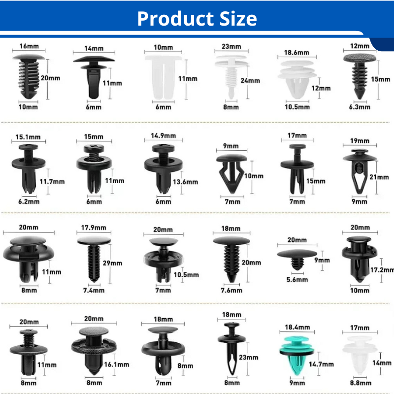 845pcs With Car Push Retainer Clips & Auto Fastener Assortment -16 Most Popular Sizes for Toyota GM Ford Honda Acura Chrysler